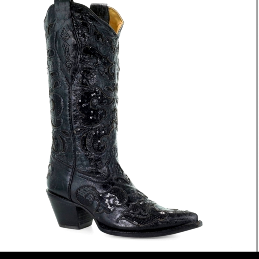 Corral Black Sequin Inlay boots sz 7.5